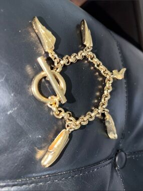 Ferragamo Gold Charm Bracelet with Shoe Charms